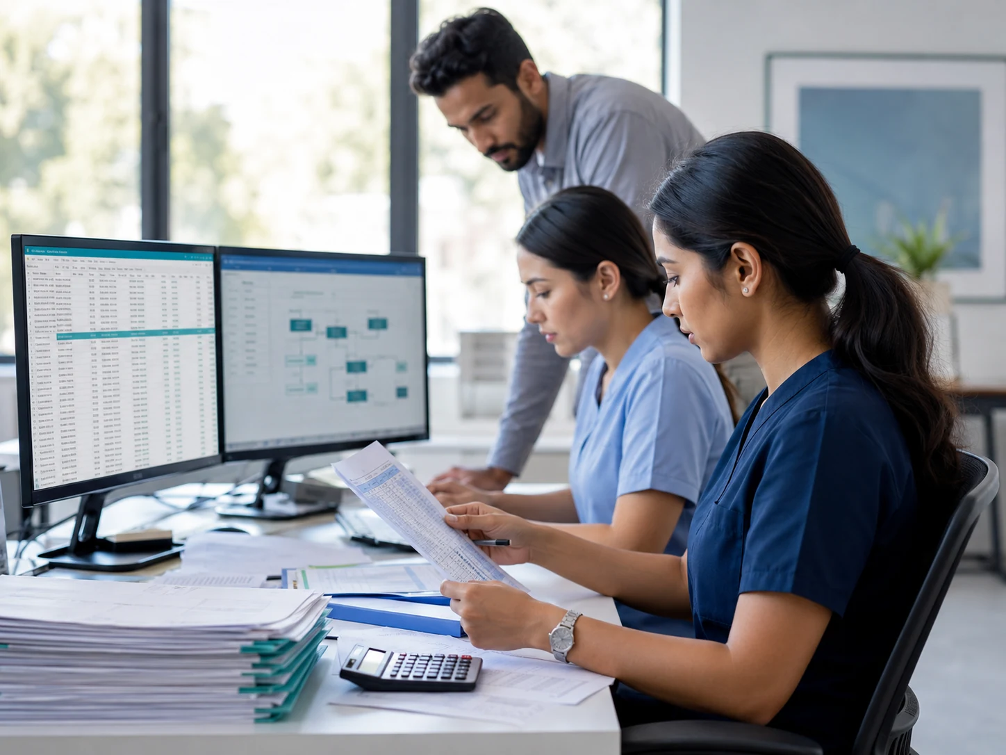 India healthcare operations team reviewing billing workflows